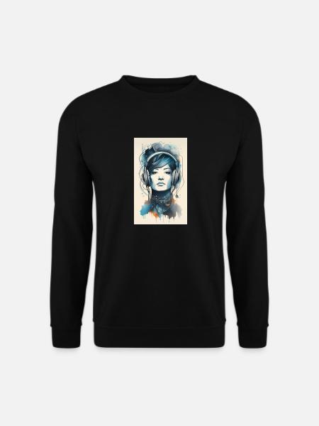 Lady Headphone Music Poster - Unisex Sweatshirt - black