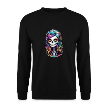 Halloween - Rock & Regenbogen - Unisex Pullover - Schwarz - Vorne - Alina (178cm) & Michal (187cm)