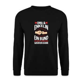 Oma Großmutter und Enkelin - Unisex Pullover - Schwarz - Vorne - Alina (178cm) & Michal (187cm)