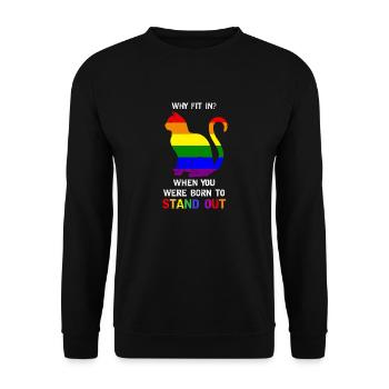 Drapeau arc-en-ciel LGBT Pride né pour se démarquer chat - Sweat-shirt Unisexe - noir - Devant - Alina (178cm) & Michal (187cm)