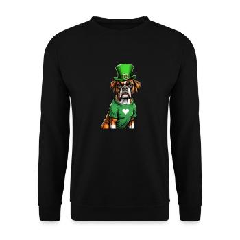 Boxer Dog St. Patrick's Day I Irish Green Hat St - Unisex Pullover - Schwarz - Vorne - Alina (178cm) & Michal (187cm)