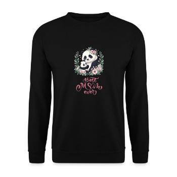 Best Mom Ever Panda Lover Floral Wreath I Mom - Unisex Pullover - Schwarz - Vorne - Alina (178cm) & Michal (187cm)