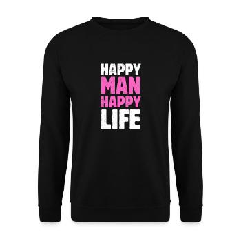 Happy Man Happy Life Husband Happy Life - Unisex Sweatshirt - black - Front - Alina (178cm) & Michal (187cm)