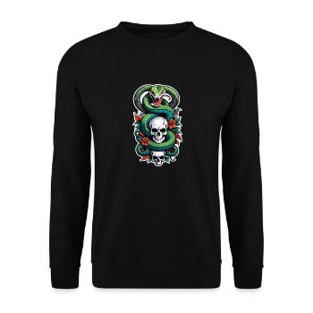 serpent squelette et tatouage - Sweat-shirt Unisexe - noir - Devant - Alina (178cm) & Michal (187cm)