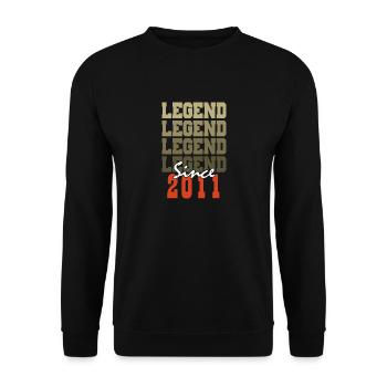 Vintage-Geschenk zum 13. Jahrestag, geboren vor einem Monat im Jahr 2011 - Unisex Pullover - Schwarz - Vorne - Alina (178cm) & Michal (187cm)