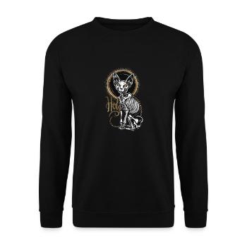 chat sphinx squelette tatouage - Sweat-shirt Unisexe - noir - Devant - Alina (178cm) & Michal (187cm)