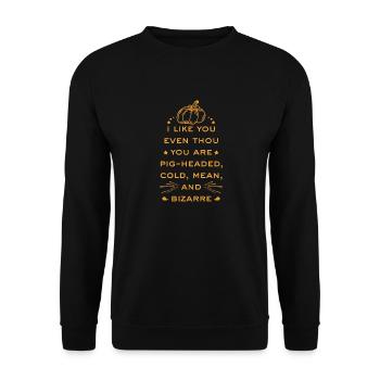 Lustiger Reim - Kürbis - Ich mag dich trotzdem - Unisex Pullover - Schwarz - Vorne - Alina (178cm) & Michal (187cm)