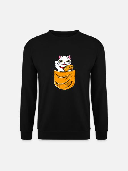 Maneki Neko Japan Lucky Charm - Unisex Sweatshirt - black