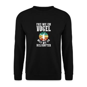 Pilot Hubschrauber Helikopter - Unisex Pullover - Schwarz - Vorne - Alina (178cm) & Michal (187cm)
