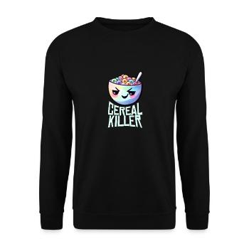 Cereal Killer Breakfast Pun - Unisex Sweatshirt - black - Front - Alina (178cm) & Michal (187cm)