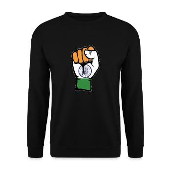 India Flag Fist - Unisex Sweatshirt - black - Front - Alina (178cm) & Michal (187cm)