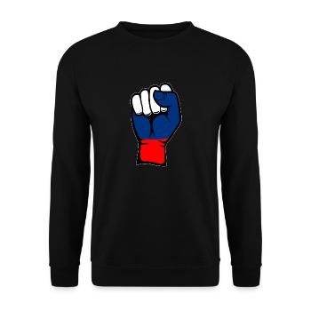 Russia Flag Fist - Unisex Sweatshirt - black - Front - Alina (178cm) & Michal (187cm)