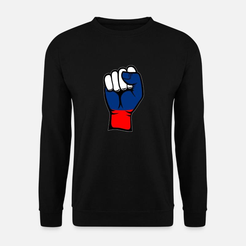 Russland Flagge Faust - Unisex Pullover - Schwarz