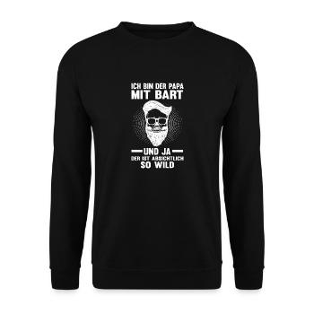 Papa Mit Bart - Unisex Pullover - Schwarz - Vorne - Alina (178cm) & Michal (187cm)