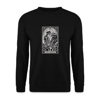 Carte de tarot de couple de squelette gothique vintage avec - Sweat-shirt Unisexe - noir - Devant - Alina (178cm) & Michal (187cm)