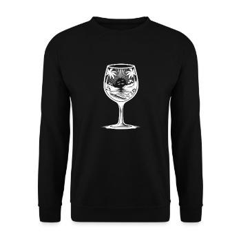 Exotic Sunset Beach Motif Wine Glass - Unisex Sweatshirt - black - Front - Alina (178cm) & Michal (187cm)