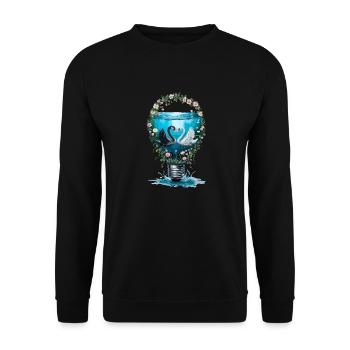 Eleganter Schwan für Schwan Fan - Unisex Pullover - Schwarz - Vorne - Alina (178cm) & Michal (187cm)