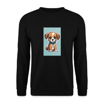 Hundewelpen | Hunde | Welpen | Hundefan - Unisex Pullover - Schwarz - Vorne - Alina (178cm) & Michal (187cm)