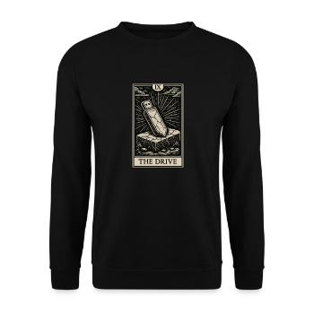Das Laufwerk – Datahoarder USB Tarotkarte - Unisex Pullover - Schwarz - Vorne - Alina (178cm) & Michal (187cm)