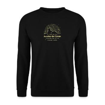 Da oben zwischen den Sternen - Hund - Unisex Pullover - Schwarz - Vorne - Alina (178cm) & Michal (187cm)