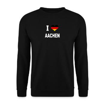 I Love Germany AACHEN - Unisex Pullover - Schwarz - Vorne - Alina (178cm) & Michal (187cm)
