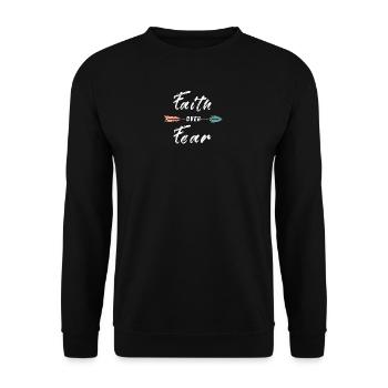faith over fear - Unisex Pullover - Schwarz - Vorne - Alina (178cm) & Michal (187cm)