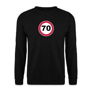 70. Geburtstag - Unisex Pullover - Schwarz - Vorne - Alina (178cm) & Michal (187cm)