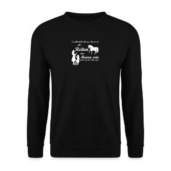 Reiten und Mama - Unisex Pullover - Schwarz - Vorne - Alina (178cm) & Michal (187cm)