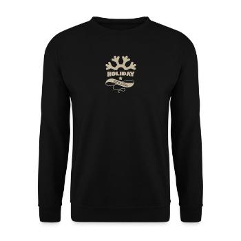 Rudolf Rentier Schlitten Weihnachten Santa Claus - Unisex Pullover - Schwarz - Vorne - Alina (178cm) & Michal (187cm)