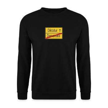 verlassen Demokratie betreten Diktatur - Unisex Pullover - Schwarz - Vorne - Alina (178cm) & Michal (187cm)