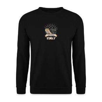 1967 Geburtsjahr Geburtstagsgeschenk Geburtstag - Unisex Pullover - Schwarz - Vorne - Alina (178cm) & Michal (187cm)