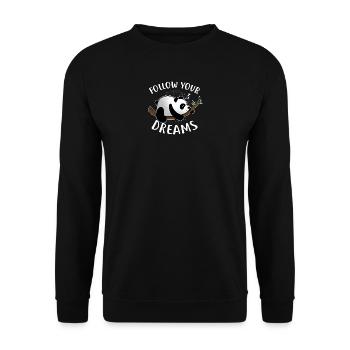 Follow your Dreams / Schlafender Panda - Unisex Pullover - Schwarz - Vorne - Alina (178cm) & Michal (187cm)