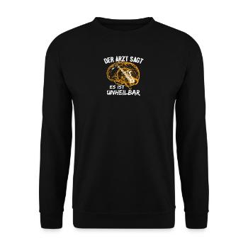 Saxophon - Es ist unheilbar - Unisex Pullover - Schwarz - Vorne - Alina (178cm) & Michal (187cm)