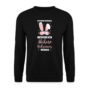 Skihase Apres Ski Skihaserl Geschenk - Unisex Pullover - Schwarz - Vorne - Alina (178cm) & Michal (187cm)