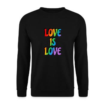 Love is Love Rainbow Flag LGBT Pride Month - Unisex Sweatshirt - black - Front - Alina (178cm) & Michal (187cm)