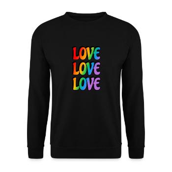 Liebe Liebe Liebe LGBTQ Pride - Unisex Pullover - Schwarz - Vorne - Alina (178cm) & Michal (187cm)