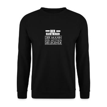 Elektriker - Mann, Mythos, Legende - Unisex Pullover - Schwarz - Vorne - Alina (178cm) & Michal (187cm)