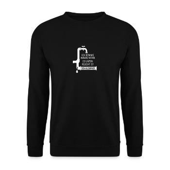 Der Klempner kommt Geschenk T Shirt - Unisex Pullover - Schwarz - Vorne - Alina (178cm) & Michal (187cm)