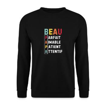 Beau-Papa Fête des Pères 2024 - Sweat-shirt Unisexe - noir - Devant - Alina (178cm) & Michal (187cm)