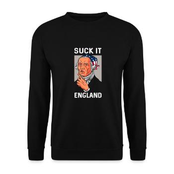 Suck-It England Funny July 4 George Washington - Unisex Sweatshirt - black - Front - Alina (178cm) & Michal (187cm)