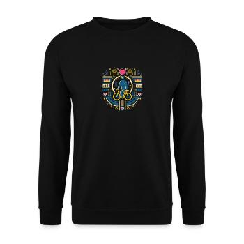 Stuff that connects people/ V-Day (single print) - Unisex Pullover - Schwarz - Vorne - Alina (178cm) & Michal (187cm)