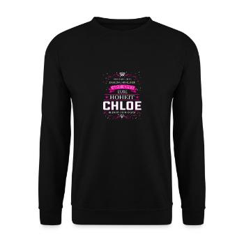 Eure Hoheit Chloe betritt den Raum - Unisex Pullover - Schwarz - Vorne - Alina (178cm) & Michal (187cm)