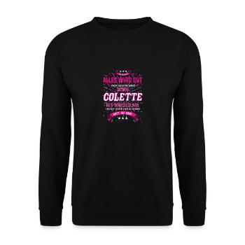 Tout va bien se passer parce que Colette est là Outfit - Sweat-shirt Unisexe - noir - Devant - Alina (178cm) & Michal (187cm)