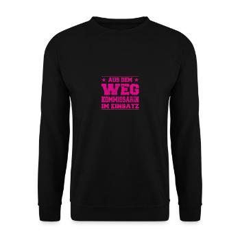 À l’écart du chemin Commissaire en Action Design - Sweat-shirt Unisexe - noir - Devant - Alina (178cm) & Michal (187cm)