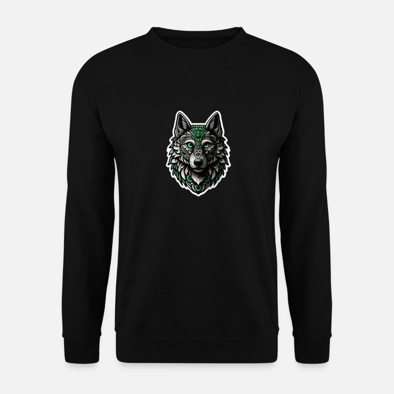 Green-White Wolf - Unisex Sweatshirt - black