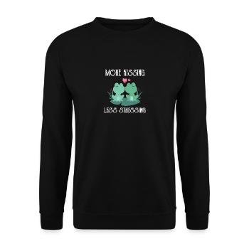 More kissing less stressing fun kissing frogs - Unisex Sweatshirt - black - Front - Alina (178cm) & Michal (187cm)