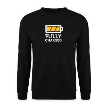 I Am Fully Charged! - Unisex Sweatshirt - black - Front - Alina (178cm) & Michal (187cm)