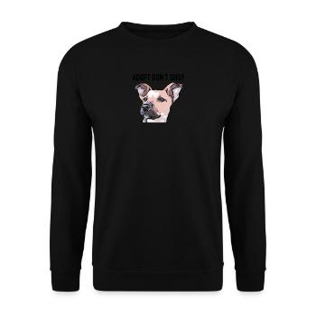 adopt dont shop Kopiesukiblack - Unisex Pullover - Schwarz - Vorne - Alina (178cm) & Michal (187cm)