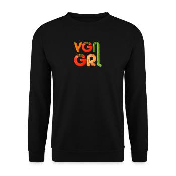 vegan t shirt vegan girl - Unisex Sweatshirt - black - Front - Alina (178cm) & Michal (187cm)