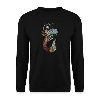 Koi Fisch Retro Style Vintage - Unisex Pullover - Schwarz - Vorne - Alina (178cm) & Michal (187cm)